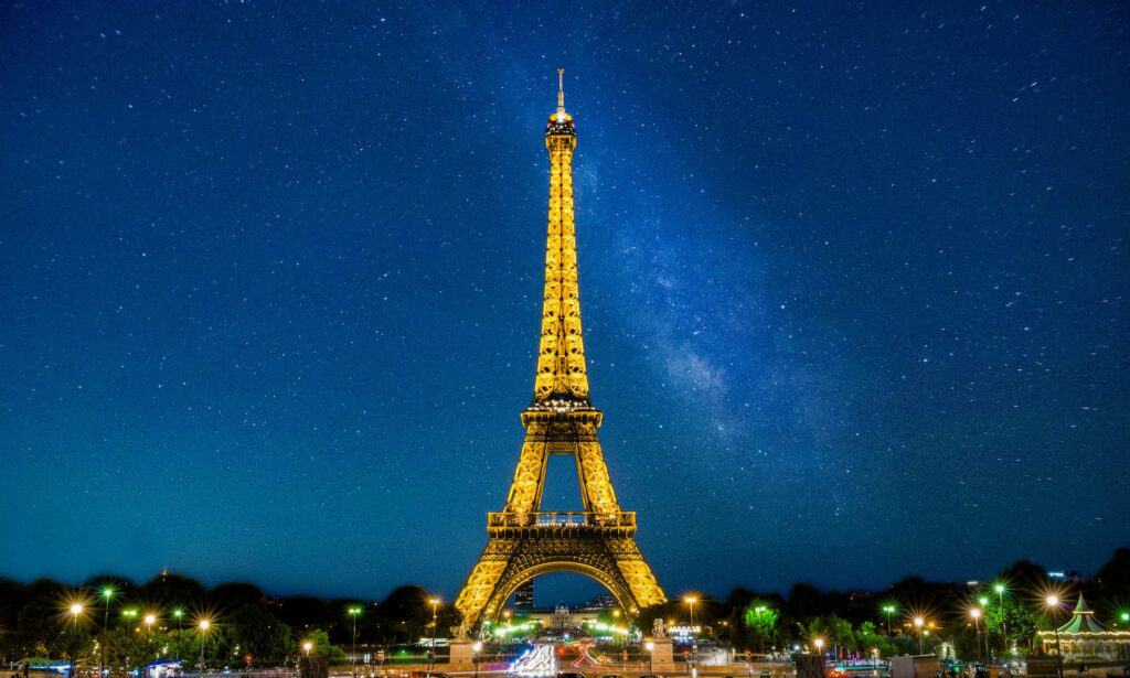 eiffel tower under blue sky during night time